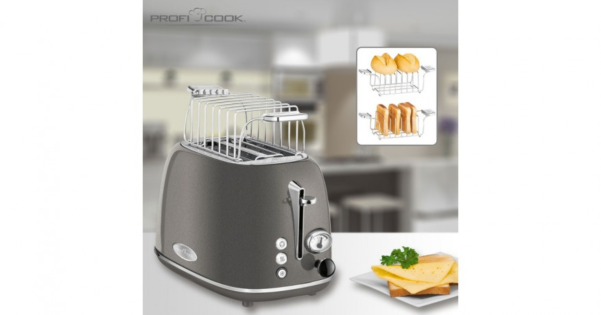 ProfiCook ProfiCook Toaster Vintage PC-TA 1193 anthrazit/chrom, 815 Watt, fur 2 Scheiben Toast anthrazit/chrom Тостер ProfiCook Vintage PC-TA 1193 антрацит/хром, 815 Вт, на 2 ломтика тостов