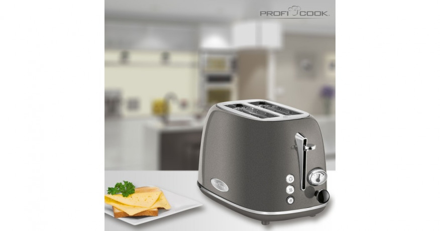 ProfiCook ProfiCook Toaster Vintage PC-TA 1193 anthrazit/chrom, 815 Watt, fur 2 Scheiben Toast anthrazit/chrom Тостер ProfiCook Vintage PC-TA 1193 антрацит/хром, 815 Вт, на 2 ломтика тостов