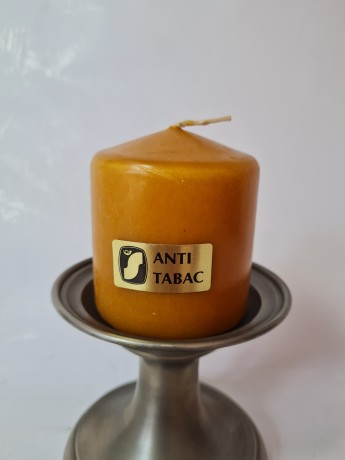 Подсвечник винтажный Century со свечой Anti-Tabak, металл, 9 х 9 см, Германия, 1970-80гг.