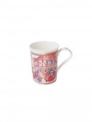 Кружка винтажная Fine Bone China &quot;Около пекарни в канун Рождества&quot;, 10 х 11,5 см, Китай, 1960-70гг.