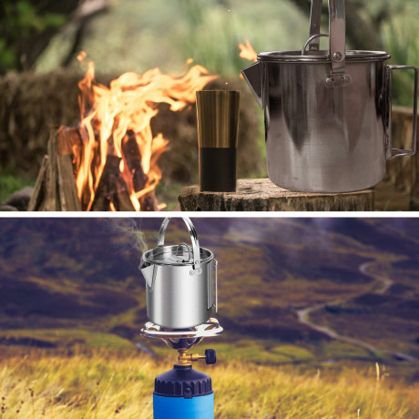 farfi Reise-Wasserkocher 1,2 l tragbarer Outdoor-Camping-Wasserkocher mit Klappgriff, Edelstahlgehause  Farfi Дорожный чайник 1,2 л Портативный уличный походный чайник со складной ручкой Корпус из нержавеющей стали