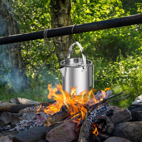 farfi Reise-Wasserkocher 1,2 l tragbarer Outdoor-Camping-Wasserkocher mit Klappgriff, Edelstahlgehause  Farfi Дорожный чайник 1,2 л Портативный уличный походный чайник со складной ручкой Корпус из нержавеющей стали