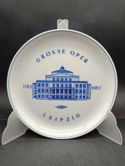 Набор декоративных винтажных тарелок Meissen &quot;Достопримечательности Лейпцига&quot;, фарфор, 3 шт., 17.5 см, ГДР, 1970-80гг.