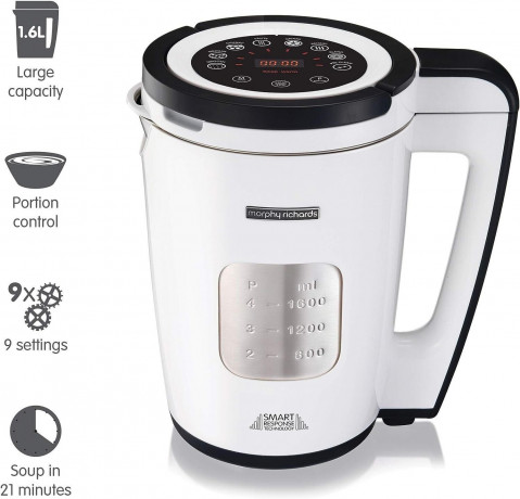 Morphy Richards Morphy Richards Smoothie-Maker 501020 Suppen Mixer Suppenbereiter Suppenkocher 1.6L Kochmixer 1600W, 1600,00 W, Edelstahl, 1.6 Liter, 9 Programme, Reinigungsprogramm, Smart-Technick Morphy Richards Smoothie Maker 501020 суповый миксер суп