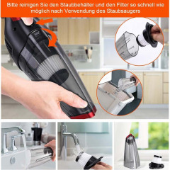 TUABUR TUABUR Akku-Handstaubsauger Handstaubsauger, kabellos, wiederaufladbar, leistungsstarker Saugnapf, Ausgestattet mit 2 * 2000-mA-Batterien, 4-in-1-multifunktionaler kabelloser Handstaubsauger, Geeignet fur Tierhaare, Autoinnenraume, Staub, Buro- und