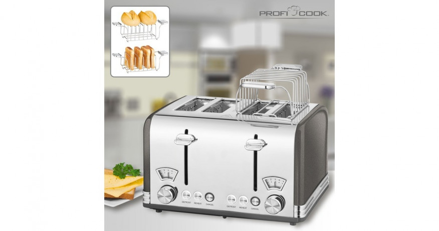 ProfiCook ProfiCook Toaster Vintage PC-TA 1194 anthrazit/chrom, 1.630 Watt, fur 4 Scheiben Toast  anthrazit/chrom Тостер ProfiCook Vintage PC-TA 1194 антрацит/хром, 1630 Вт, на 4 ломтика тостов