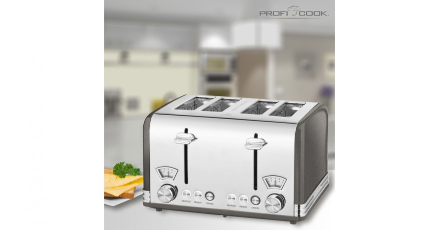 ProfiCook ProfiCook Toaster Vintage PC-TA 1194 anthrazit/chrom, 1.630 Watt, fur 4 Scheiben Toast  anthrazit/chrom Тостер ProfiCook Vintage PC-TA 1194 антрацит/хром, 1630 Вт, на 4 ломтика тостов