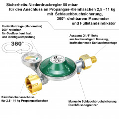 BlueCraft BlueCraft Gaskocher, (inkl. Manometer Regler 50 mbar und Gasschlauch 100 cm), Campingkocher 4-flammig, Gasherd Kochfeld 50 mbar  Газоая плита BlueCraft (включая манометр-регулятор 50 мбар и газовый шланг 100 см), походная плита с 4 конфорками, г