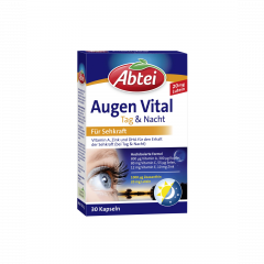 Abtei Augen Vital Tag &amp; Nacht Kapseln, 3stk x 30 St (90st), Витаминный комплекс А, C, E, B2, DHA, цинк, селен и медь для глаз: день и ночь, 3 упаковки по 30 штук