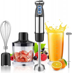 IBETTER IBETTER Stabmixer, Stabmixer Edelstahl Set 800-1000 W- Purierstab 12 Stufen, mit Schneebesen, Standmixer Aufsatz, Zerkleinerer, 600 ml Mixbecher Schwarz ( 800W 5 in 1)  Ручной блендер IBETTER, набор ручного блендера из нержавеющей стали 800-1000 В