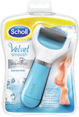 Scholl Velvet Smooth Электрическая Роликовая Пилка с бриллиантовой крошкой для Удаления Ороговевшей Кожи, Голубая, 1 шт.