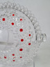 Конфетница винтажная Walther Glas, с красным декором, стекло, 18 x 6,5 см, Германия, 1960-70гг.