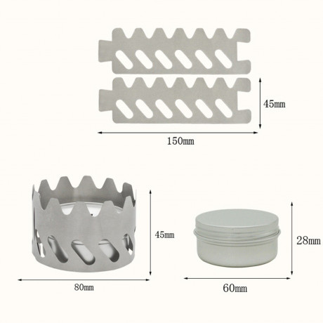 Rutaqian Rutaqian Gaskocher Alkoholkocher Ultraleichter tragbarer Mini-Gaskocher aus Aluminium, (Verdampferofen Fest-Flussigkeit Dual-Use-Camping-Teekocher Haushalts-Trockentopf, Zusammenklappbarer Hitzebestandiger Winddichter Alkoholbrenner), Titan 2-tei