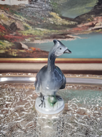 Фигурка винтажная Ganse в серых тонах "Цесарка", 12 x 8 см, Германия, 1960-70гг.