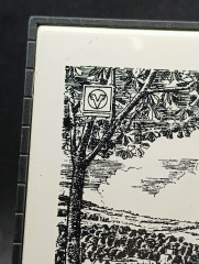 Панно декоративное винтажное Meissen с видами Германии, керамич.плитка, в оловянной раме, 16 х 16 см, ГДР, 1970-80гг.