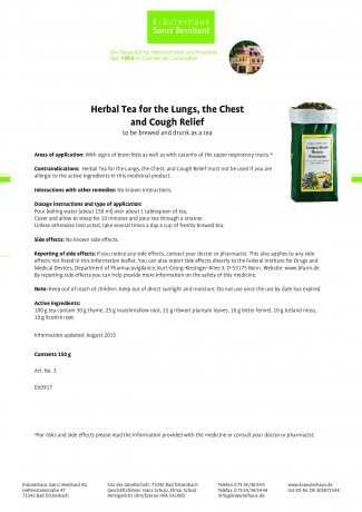 Krauterhaus Sanct Bernhardt Lung-chest-Cough Herbal Tea, 150-г-упаковкаage