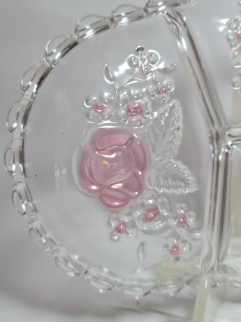 Набор сервировочных блюд Walther Glas с розовым декором, стекло, 2 шт., Германия, 1960-70гг.