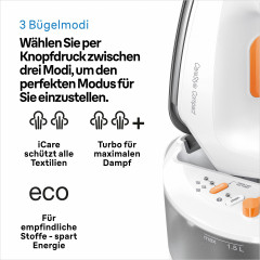 Braun Braun Dampfbugelstation CareStyle Compact IS2132WH, 1500 ml Wassertank, weiss, max. Dampfmenge 400g/min, Ruckwartsbugeln uber Knopfe  Паровая гладильная станция Braun CareStyle Compact IS2132WH, резервуар для воды 1500 мл, белый, максимальное количе