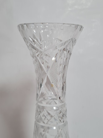 Ваза винтажная Anna Hutte на ножке, хрусталь, 22 x 7,5 см, Германия, 1960-70гг.