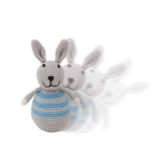 SindiBaba® Baby-Stehaufmannchen Hase BOBBY gehakelt mit Glockchen Зайчик БОББИ связанный крючком с колокольчиком