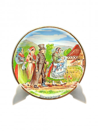 Тарелка декоративная винтажная Bauscher Weiden Bavaria "Деревня в Крконоше", фарфор, 19 см, Германия, 1981 год.
