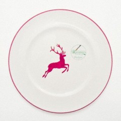 Gmundner Keramik Gmundner Keramik Bordeauxroter Hirsch Speiseteller Gourmet d: 27 cm / h: 2 cm Керамическая тарелка Gmundner из бордового красного оленя для гурманов d: 27 см / высота: 2 см