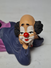 Статуэтка винтажная фарфоровая "Клоун" в фиолетово-черных тонах, ручная работа, Италия, 1960-70гг.