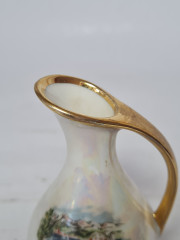 Ваза-кувшин винтажная Plankenhammer Zak Bavaria, фарфоровая с 24K позолотой &quot;Боденское озеро&quot;, 10,5 x 5,5 см, Германия, 1960-70гг.