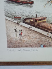 Картина винтажная Kunsthaus Schaller KG / Otriz Alfau &quot;Собор Парижской Богоматери&quot;, под стеклом, 55 x 28 см, Германия, 1960-1970гг.