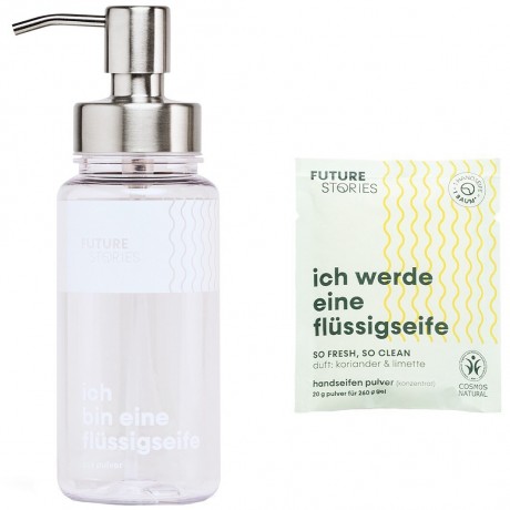 FUTURE STORIES Starterset Flussigseife Pulver Koriander & Limette inkl. Pumpspender Стартовый набор жидкого мыльного порошка с кориандром и лаймом, включая помпу-дозатор