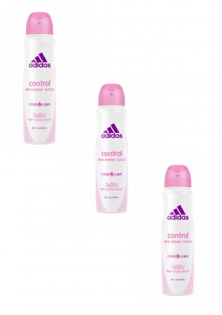 adidas Women Deospray Control, Адидас Дезодорант-спрей Cool & Care Control 48 часов, 150 мл, 3 штуки