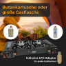 ZMC ZMC Gaskocher 2in1 Campingkocher mit Grillplatte 2 Flammig + 24x Gaskartuschen 227g, (mit Piezozundung Grill Platte Tischgrill Doppel Gasbrenner Gasgrill Kochfeld mit LPG Anschluss Warmeleistung: 2,3KW), Outdoor Camping Gas Kocher Butan Gas Gaskocher 