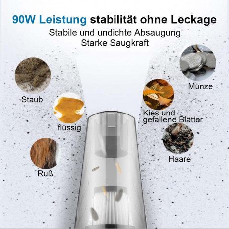 TUABUR TUABUR Akku-Handstaubsauger Kabelloser Auto-Staubsauger, tragbarer Mini-Handstaubsauger, 4500PA, Nass- und Trockeneinsatz, mit LED-Beleuchtungsfunktion, mit wiederaufladbarem Akku und 3 Aufsatzen mit 60-W-Motor Беспроводной ручной пылесос TUABUR Б