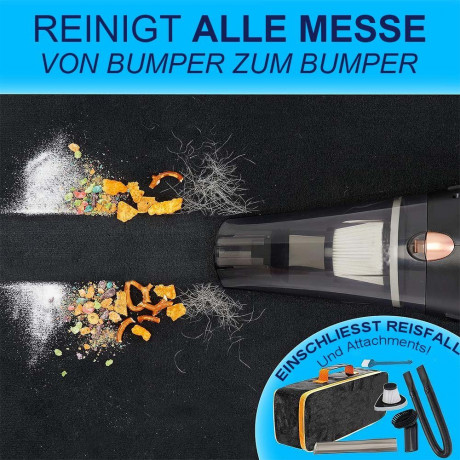 TUABUR TUABUR Akku-Handstaubsauger Kabelloser Auto-Staubsauger, tragbarer Mini-Handstaubsauger, 4500PA, Nass- und Trockeneinsatz, mit LED-Beleuchtungsfunktion, mit wiederaufladbarem Akku und 3 Aufsatzen mit 60-W-Motor Беспроводной ручной пылесос TUABUR Б