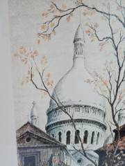 Картина винтажная Kunsthaus Schaller KG / Otriz Alfau &quot;Площадь Тертр в Париже&quot;, под стеклом, 55 x 28 см, Германия, 1960-1970гг.
