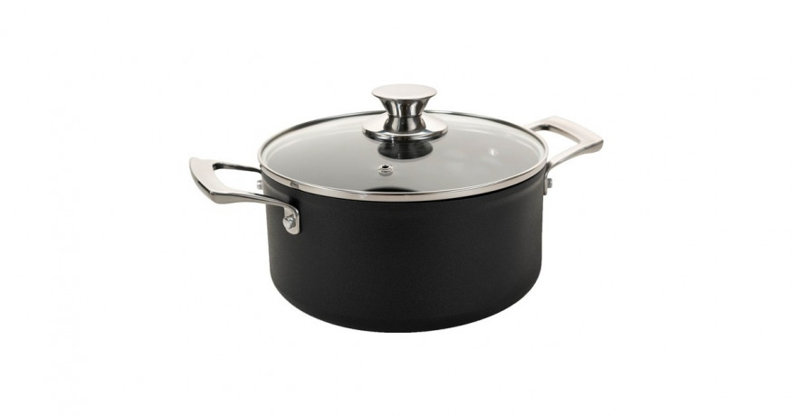 Cerafit Cerafit Plasma Topf O 20cm schwarz/edelstahl, mit Design-Glasdeckel  schwarz/edelstahl Cerafit Plasma Pot O 20см черный/нержавеющая сталь, с дизайнерской стеклянной крышкой