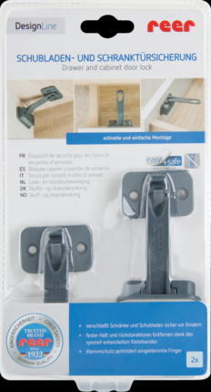 Reer дизайн линия  шкаф двери безопасности для приклеивания или навинчивания, 2 шт