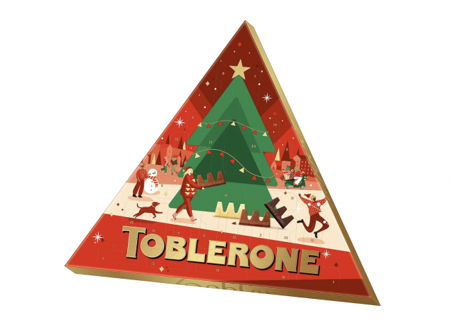 Toblerone Adventskalender 2024 Адвент-календарь, 25 сладких сюрприза, 200 грамм, 43см х 43см х 3см 