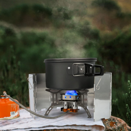 Haiaveng Haiaveng Gaskocher Campingkocher 6800W Gaskocher mit Piezozundung Adapter, Klein Faltbar Camping Gaskocher fur Camping Picknick  Газовая плита Haiaveng, газовая плита для кемпинга, 6800 Вт, с адаптером пьезо-зажигания, небольшая складная газовая 