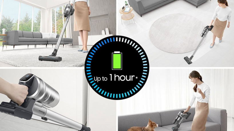 Samsung Samsung Akku-Stielstaubsauger Set bestehend aus Jet 75 complete, 550 W, beutellos, und Clean-Station VS20T7536P5/EG  Комплект беспроводного вертикального пылесоса Samsung, состоящий из Jet 75 в сборе, 550 Вт, без мешка и Clean-Station VS20T7536P5/