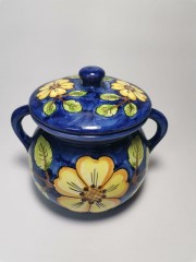 French Pot, Французский Керамический винтажный Горшок с желтыми цветами, 12см, 1970-80гг.