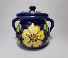 French Pot, Французский Керамический винтажный Горшок с желтыми цветами, 12см, 1970-80гг.