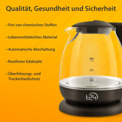 T24 T24 Reise-Wasserkocher T24 GlasWasserkocher mit LED 1100 Watt 1 Liter schwarz, 1 l, 1100 W  Дорожный чайник T24 Стеклянный чайник T24 со светодиодной подсветкой 1100 Вт 1 л черный, 1 л, 1100 Вт
