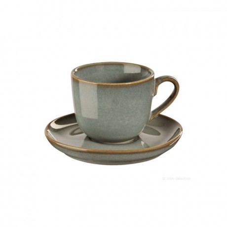 ASA SELECTION ASA Saisons Eucalyptus Cappuccinotasse mit Untertasse 0,23 L / h: 7,5 cm Чашка для капучино ASA Saisons Eucalyptus с блюдцем 0,23 л / высота: 7,5 см