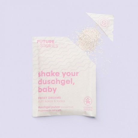 FUTURE STORIES Duschgel Pulver 3er Set Kokos & Tonka Набор гелей для душа из 3 кокосов и бобов тонка