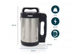 PRINCESS PRINCESS Multikocher, 1000 W, Digitaler Suppenkocher Standmixer Smoothiemaker Thermokocher Edelstahl  Мультиварка PRINCESS, 1000 Вт, цифровая суповарка, миксер, смузи, термоварка, нержавеющая сталь