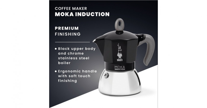 Bialetti Bialetti Moka Induction, Espressomaschine schwarz/silber, 2 Tassen  schwarz, silber Bialetti Moka Induction, кофемашина для эспрессо черный/серебристый, 2 чашки