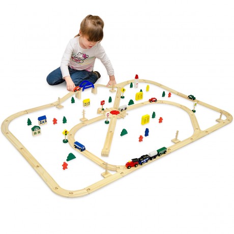 LittleTom Holzeisenbahn 96-teilig HE-125 Деревянный паровозик 96 штук HE-125