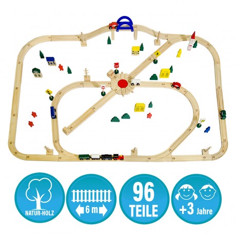 LittleTom Holzeisenbahn 96-teilig HE-125 Деревянный паровозик 96 штук HE-125