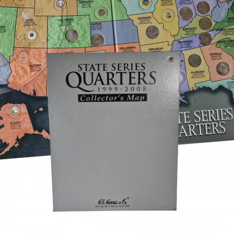 Альбом с монетами винтажный H.E. Harris &Co "25 центов Штаты Америки (1999-2008)" (State Series Quarters), 40 х 32.5 см, США, 2008.